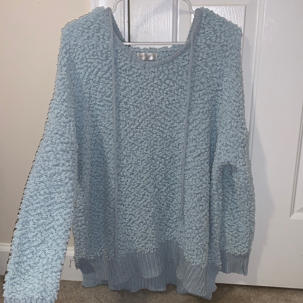 Vestique popcorn knit drawstring sweatshirt